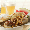 Grilled Bratwurst w/ Braised Onions
